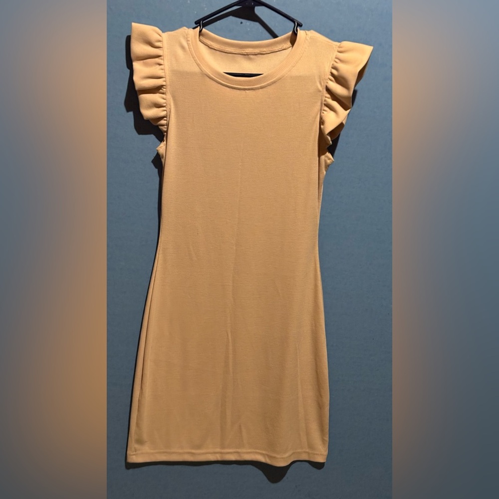 Chicwish Beige Ruffle Sleeve Midi Dress